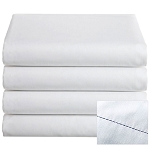 Thomaston Mills T-200 Colored Hem Flat Sheets Twin XL 66x108 60% Cotton 40% Polyester White With Navy Hem 2 Dz Per Case Price Per Dz